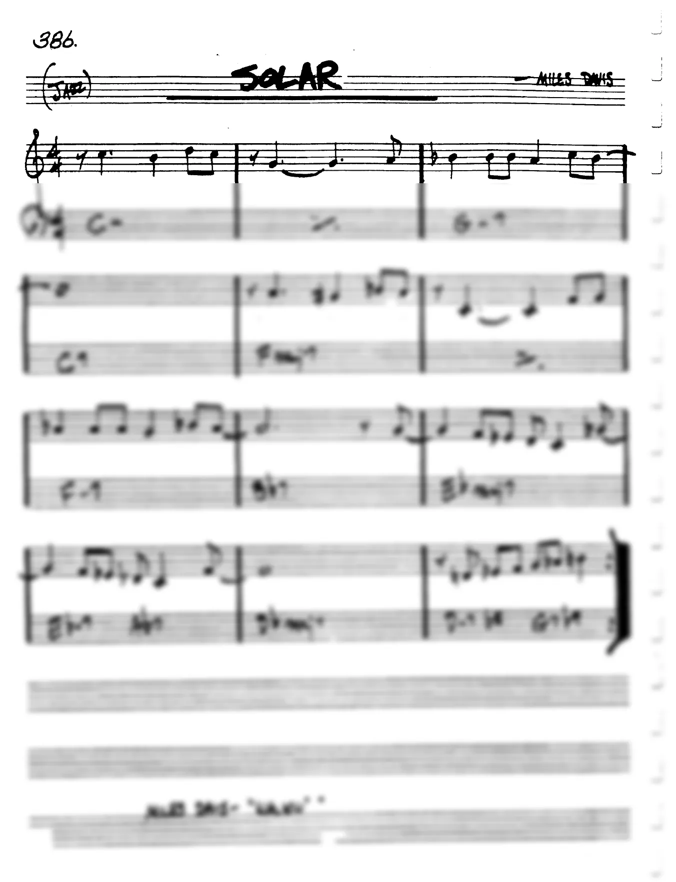 Vista previa de la partitura de Solar para Lead sheet (clave de Do)