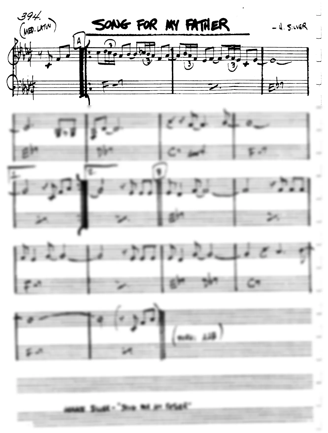 Vista previa de la partitura de Song For My Father para Lead sheet (clave de Do)