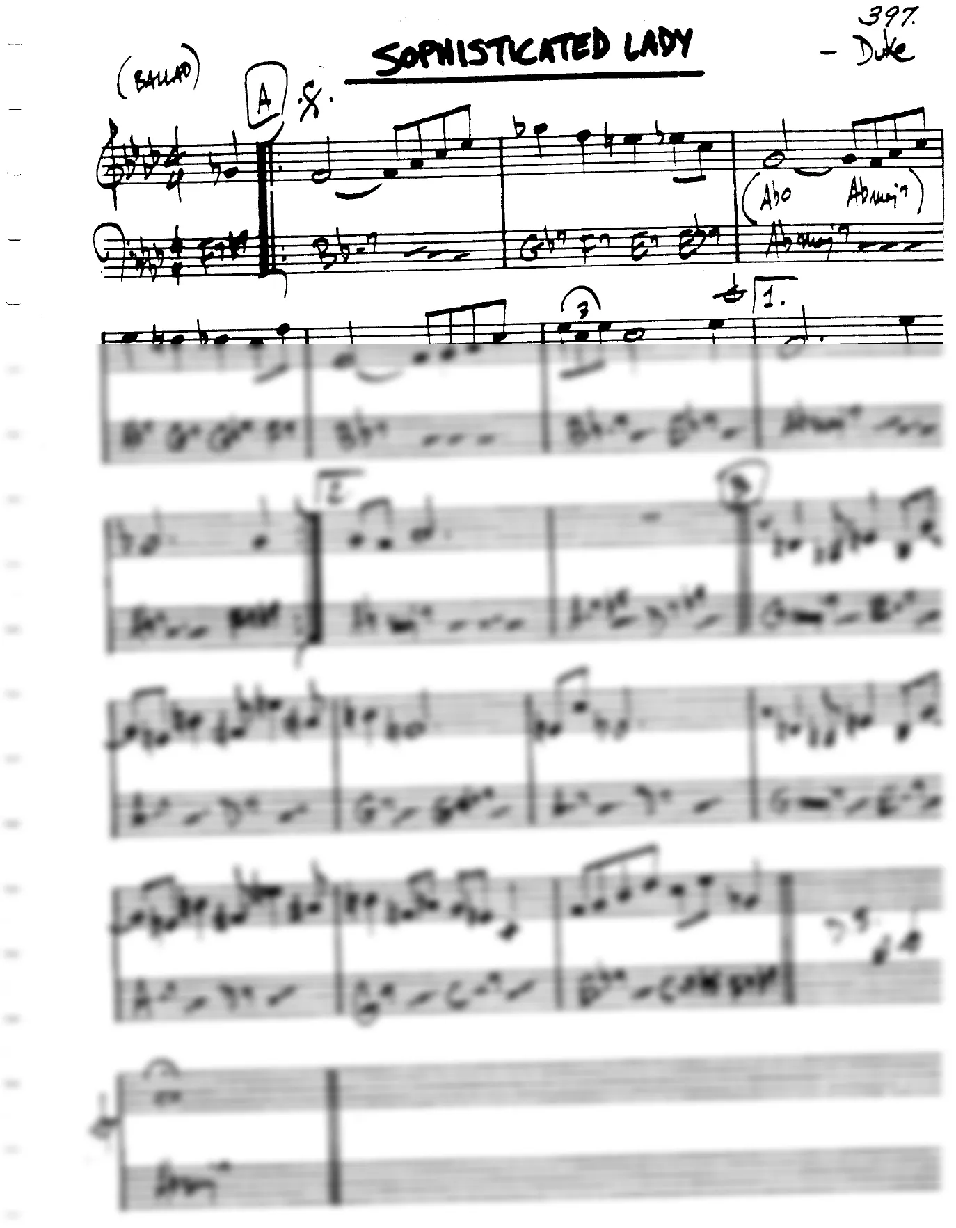 Vista previa de la partitura de Sophisticated Lady para Lead sheet (clave de Do)
