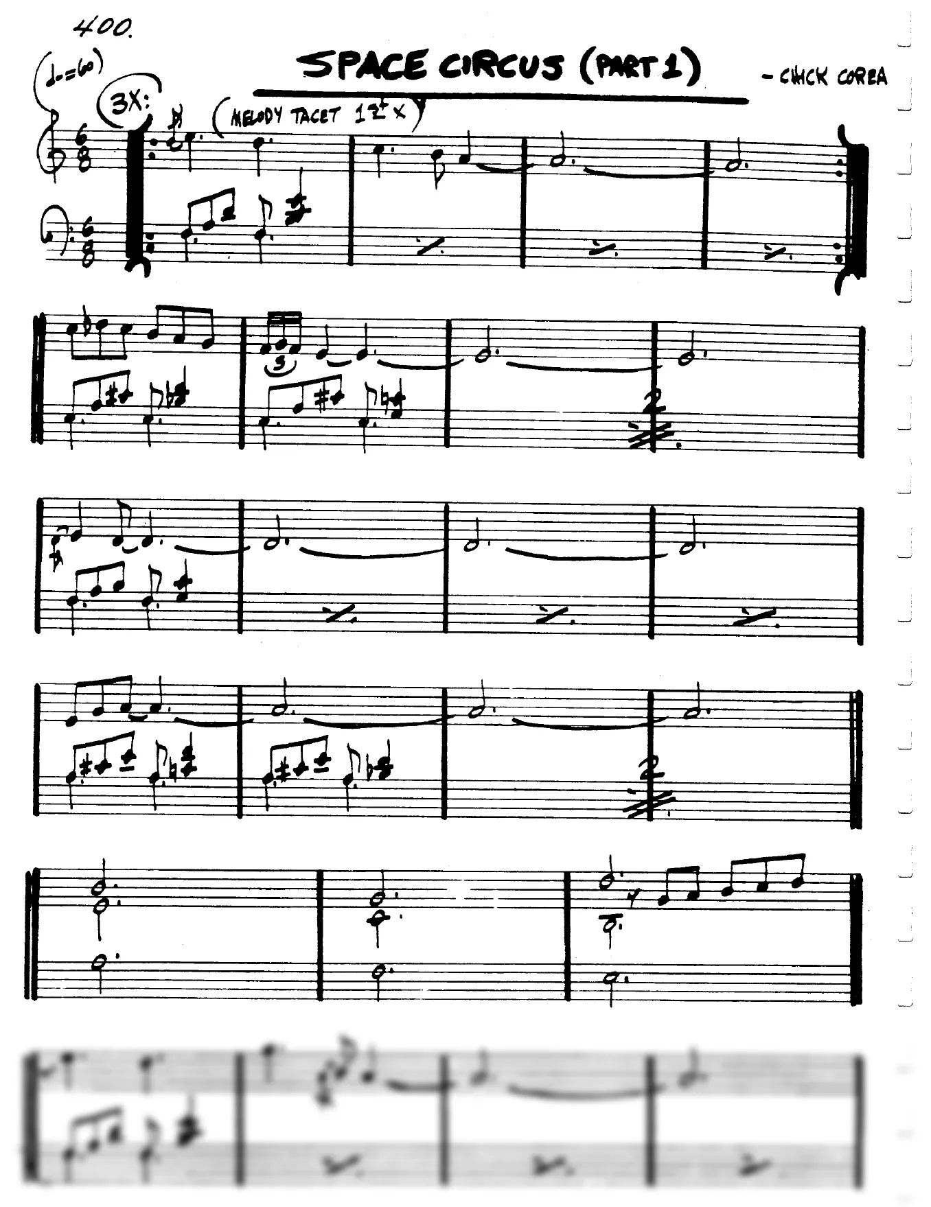 Vista previa de la partitura de Space Circus Part 1 para Lead sheet (clave de Do)