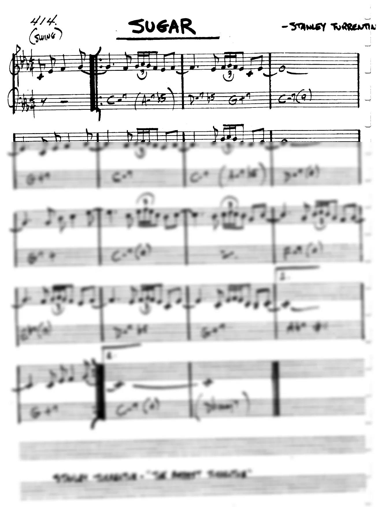 Vista previa de la partitura de Sugar para Lead sheet (clave de Do)