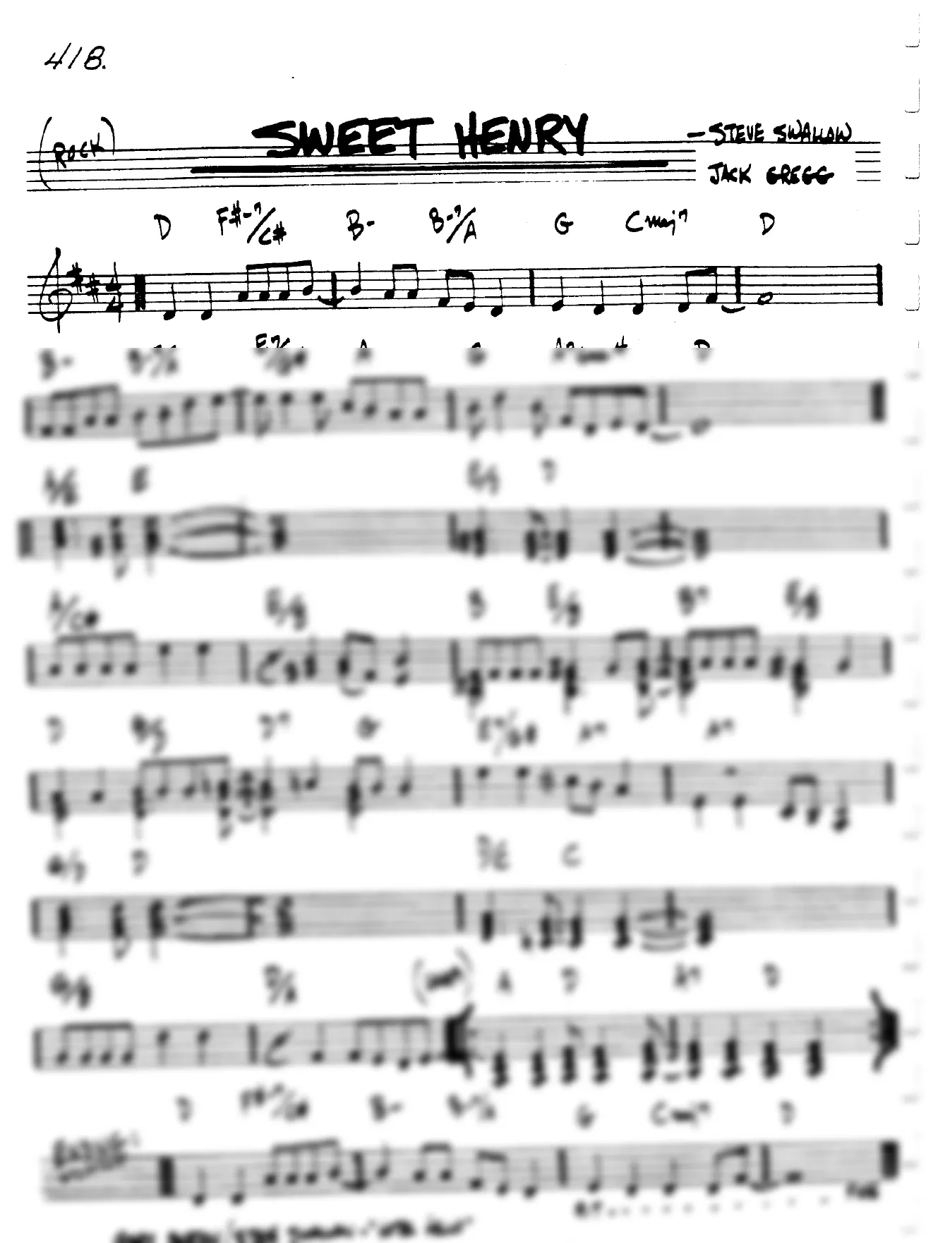 Vista previa de la partitura de Sweet Henry para Lead sheet (clave de Do)