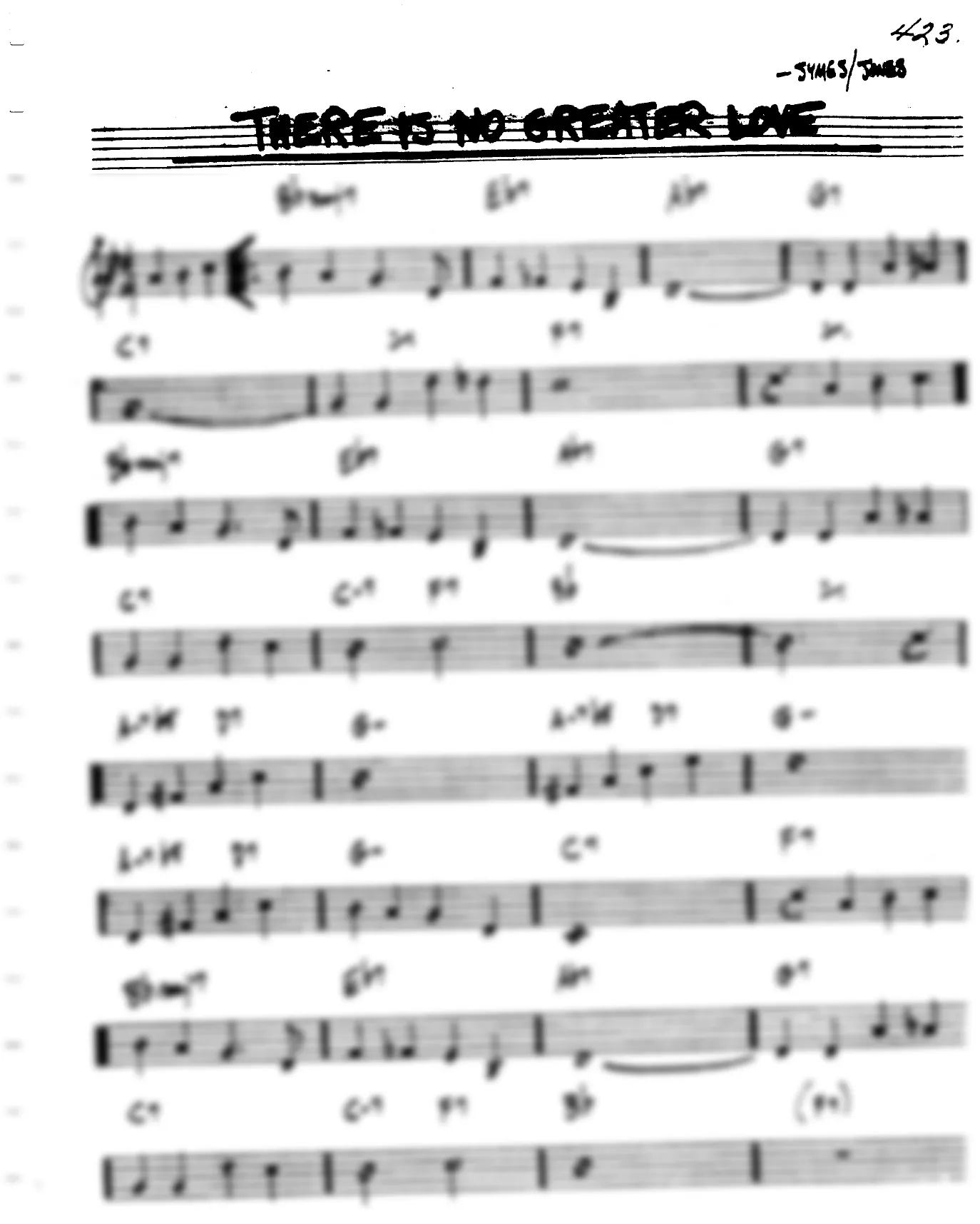 Vista previa de la partitura de There Is No Greater Love para Lead sheet (clave de Do)
