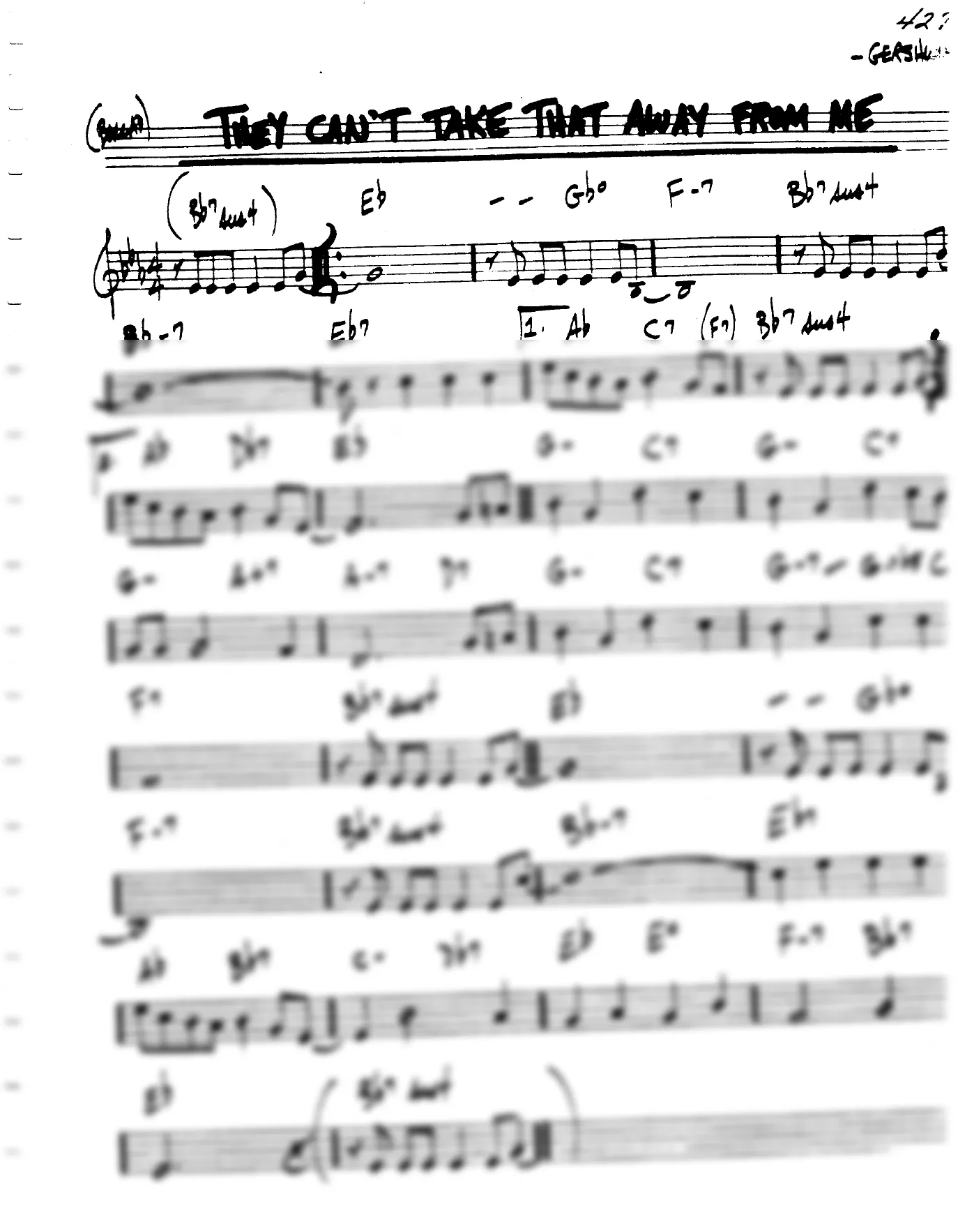 Vista previa de la partitura de They Can't Take That Away From Me para Lead sheet (clave de Do)