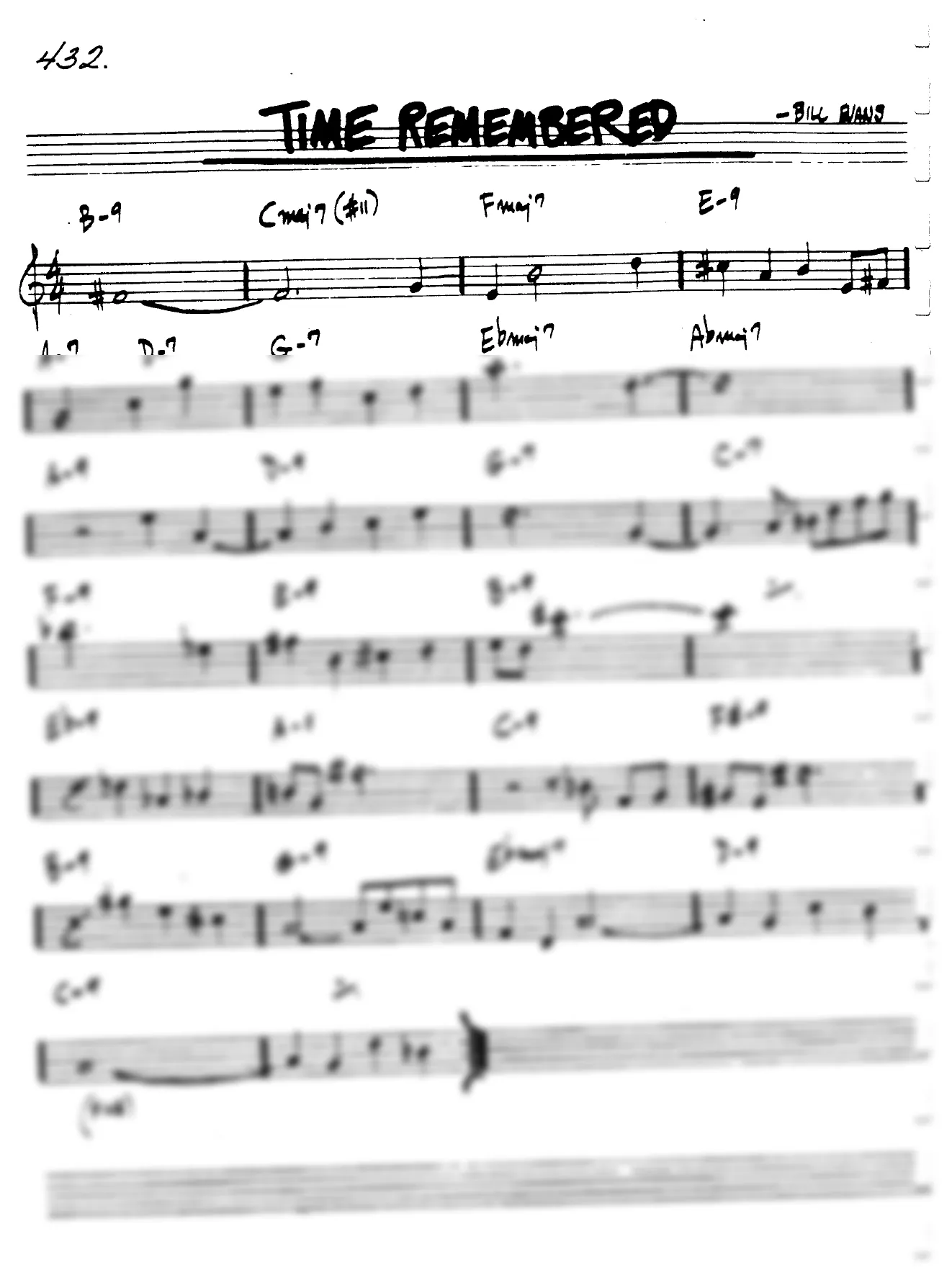 Vista previa de la partitura de Time Remembered para Lead sheet (clave de Do)