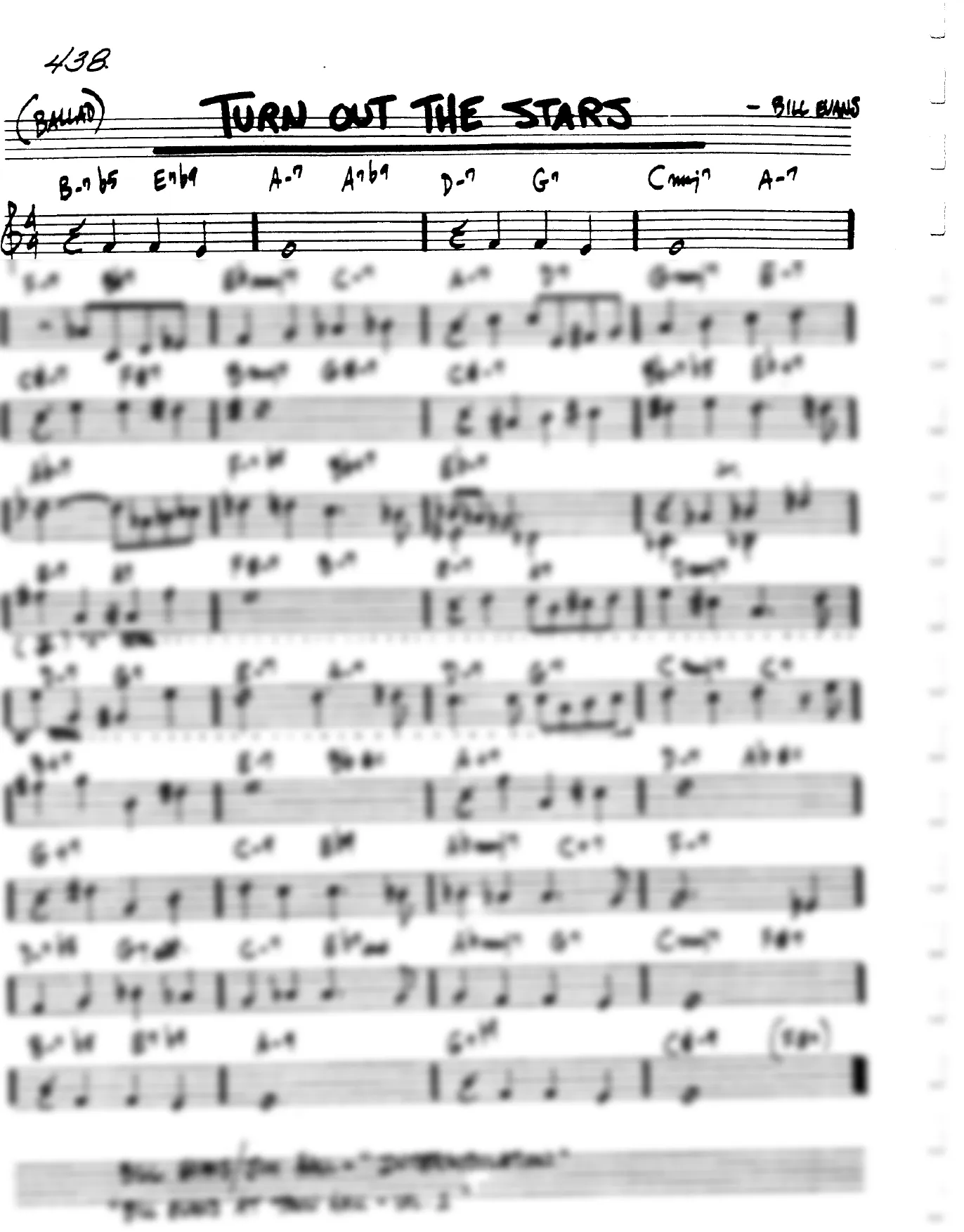 Vista previa de la partitura de Turn Out The Stars para Lead sheet (clave de Do)