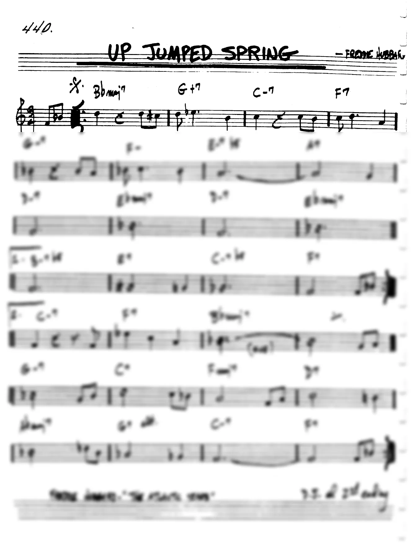 Vista previa de la partitura de Up Jumped Spring para Lead sheet (clave de Do)