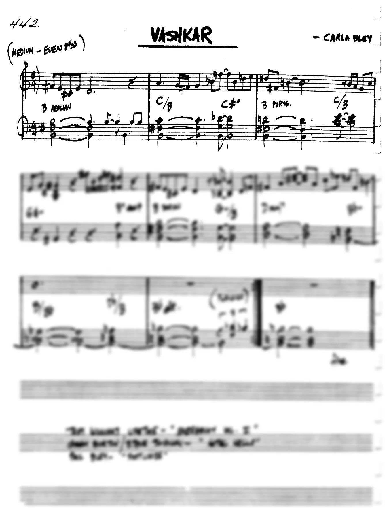 Vista previa de la partitura de Vashkar para Lead sheet (clave de Do)