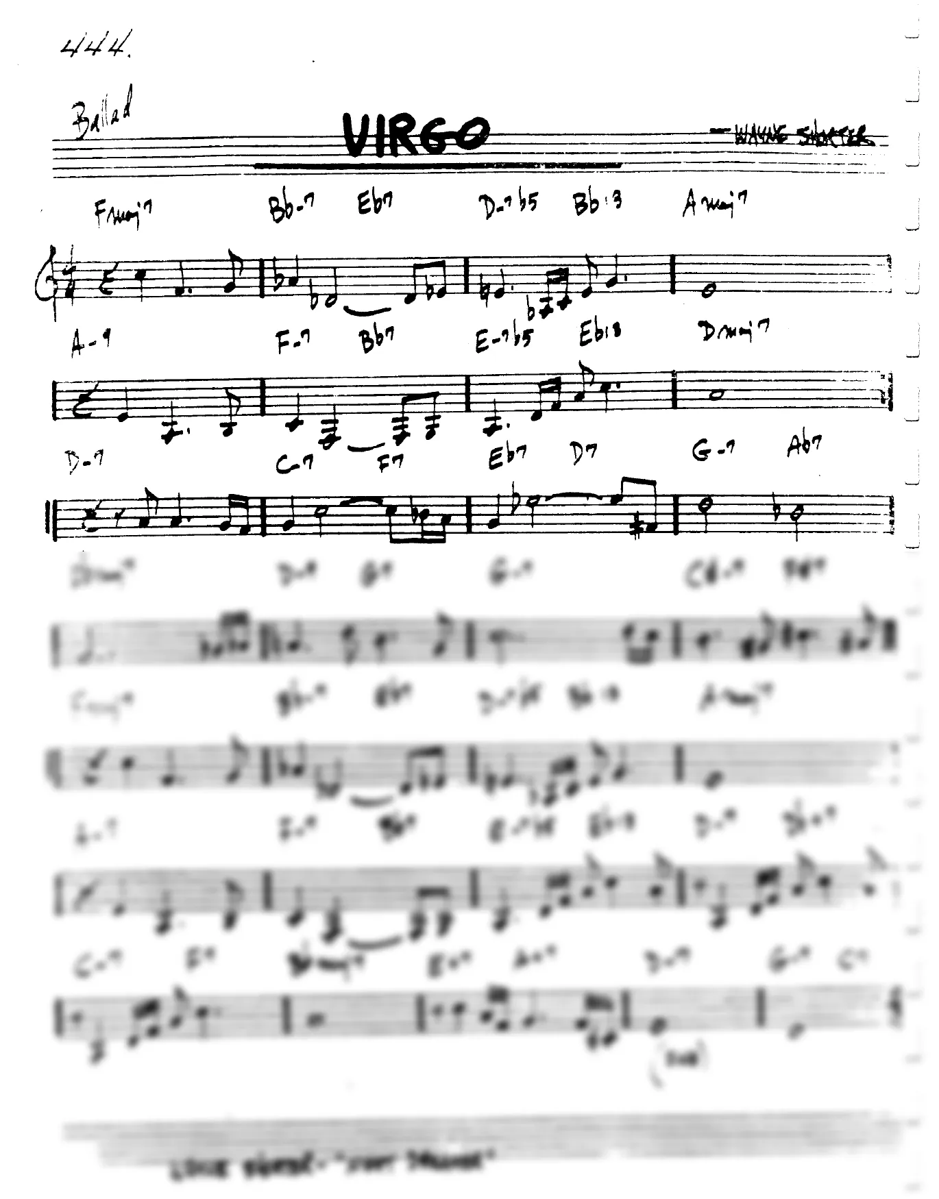 Vista previa de la partitura de Virgo para Lead sheet (clave de Do)