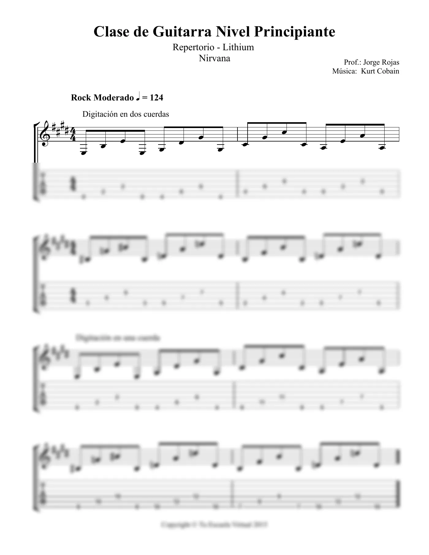Vista previa de la partitura de Lithium para Guitarra
