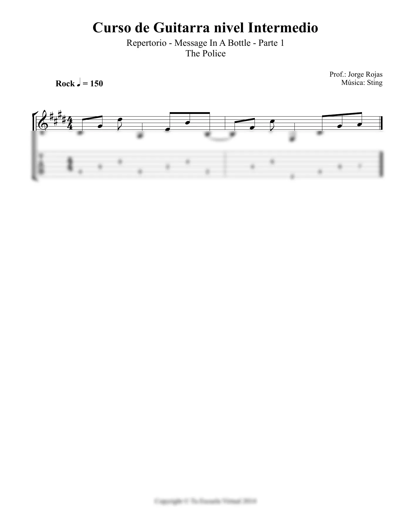 Vista previa de la partitura de Message in a Bottle para Guitarra