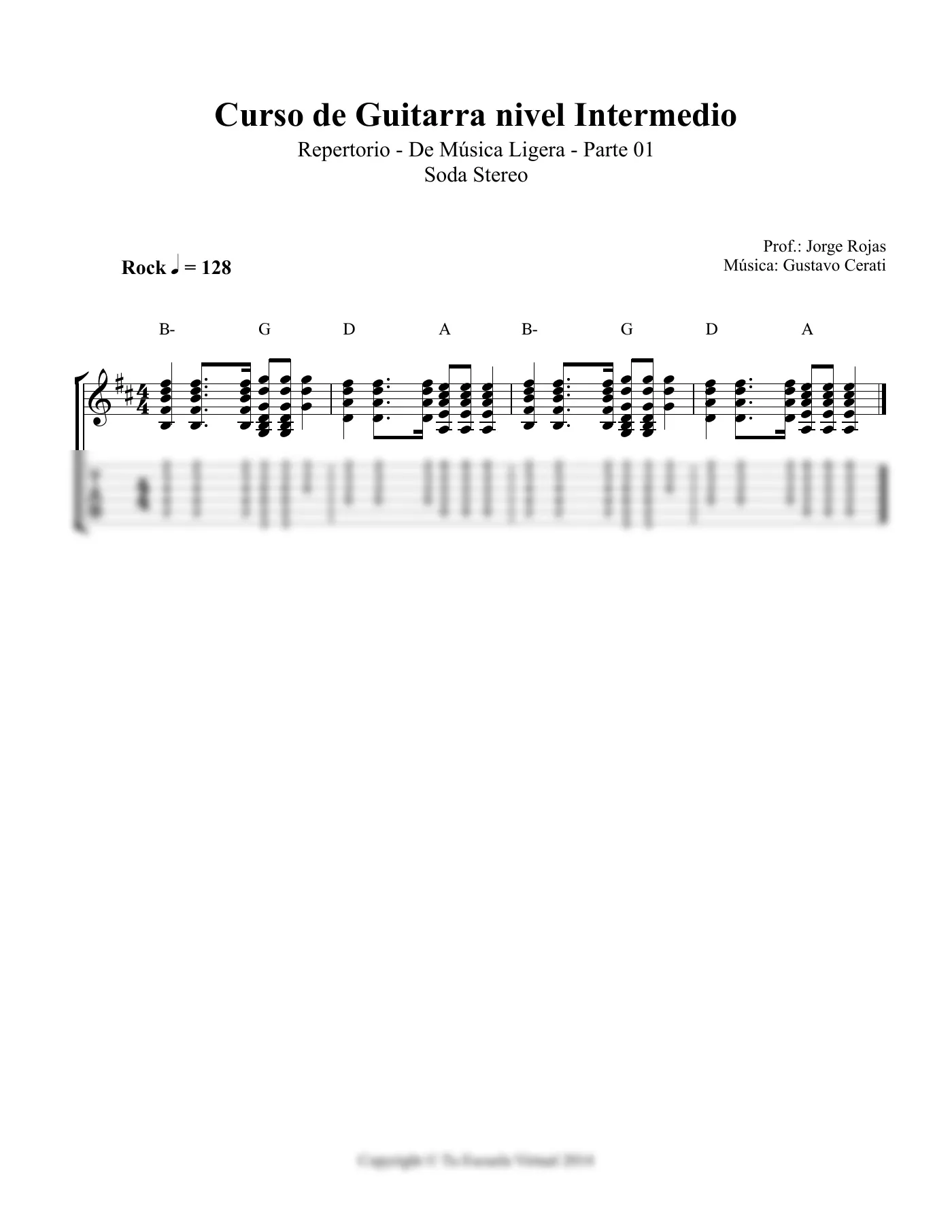 Vista previa de la partitura de Música Ligera para Guitarra