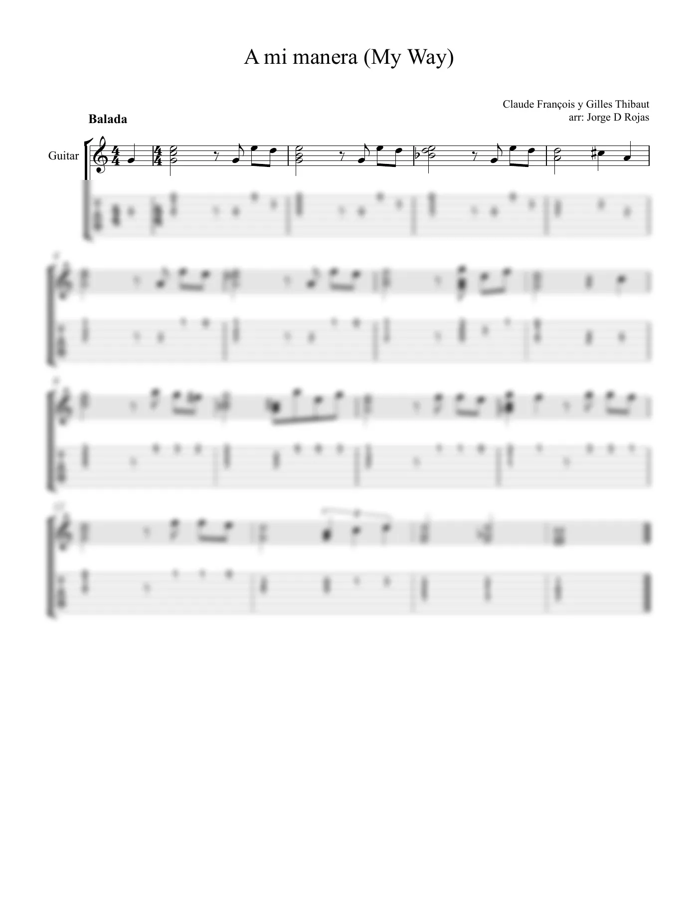 Vista previa de la partitura de My Way (reto extra) para Guitarra