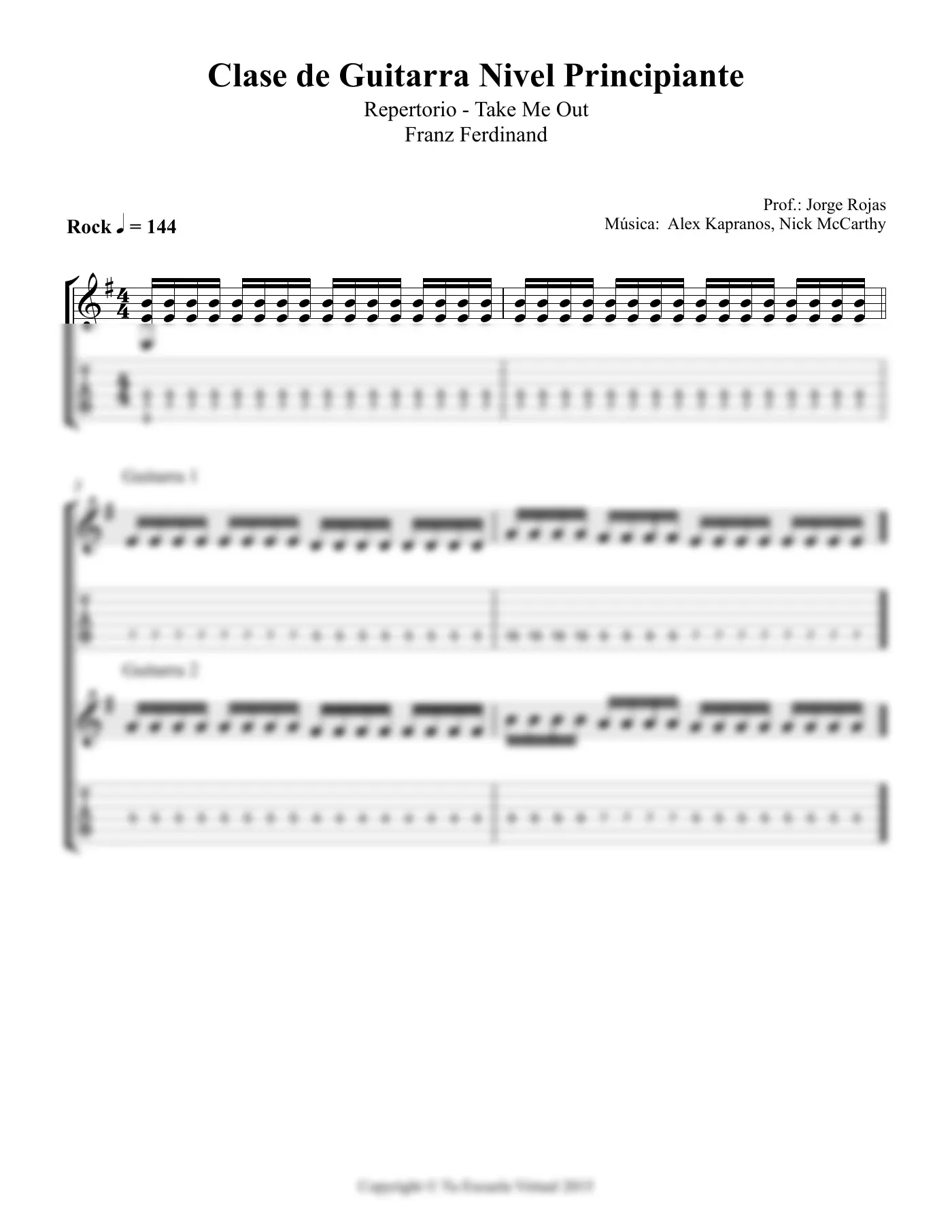 Vista previa de la partitura de Take Me Out para Guitarra