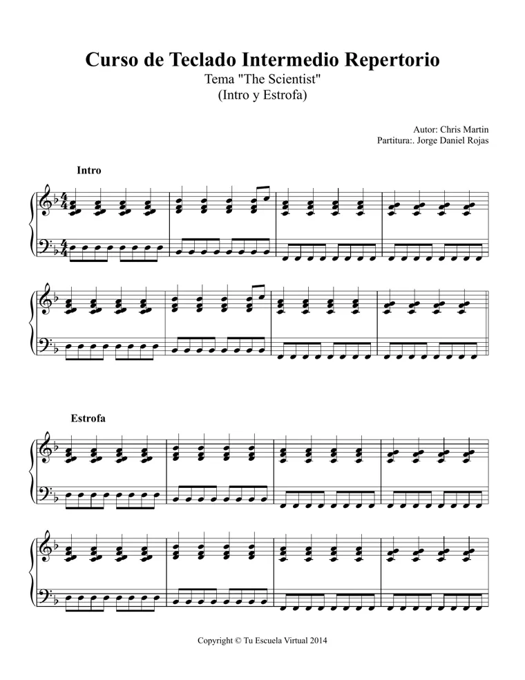 Partitura y tablatura de The Scientist