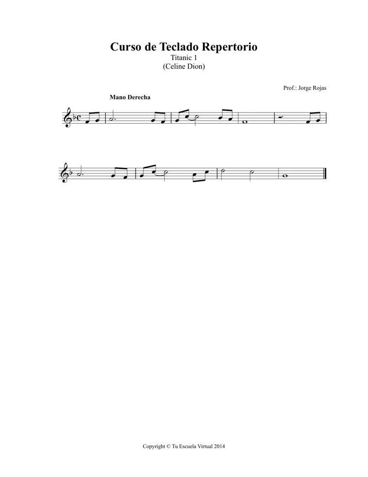 Partitura y tablatura de Titanic