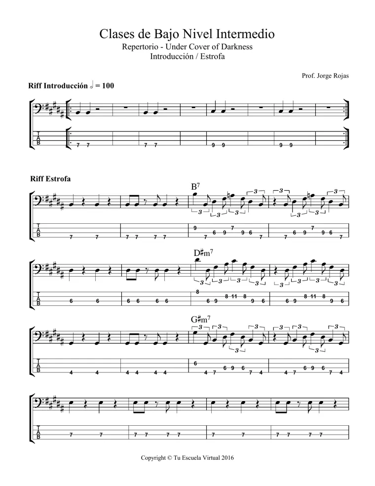 Partitura y tablatura de Under Cover of the Night